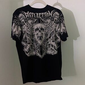 Affliction Black Graphic Skull Skeleton T-Shirt NWOT